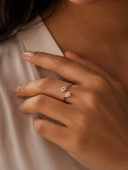 SAMIKA - 925 Sterling Silver Twin Pear Cz Open Ring