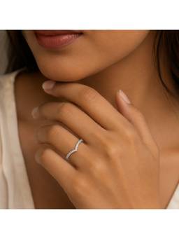 SAMIKA - 925 Sterling Silver Chevron Cz Adjustable Ring
