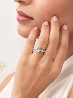 SAMIKA - 925 Sterling Silver Classic Solitaire Cz Adjustable Ring