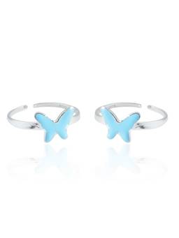 SAMIKA - 925 Sterling Silver Butterfly Blue Toe Rings