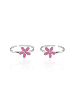 SAMIKA - 925 Sterling Silver Floral Pink Toe Rings