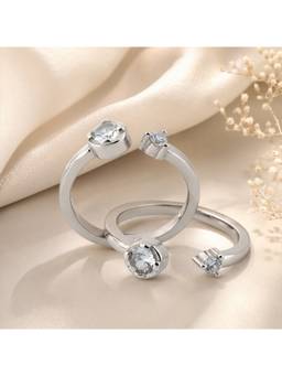 SAMIKA - 925 Sterling Silver Adjustable Silver Crystal Toe Rings