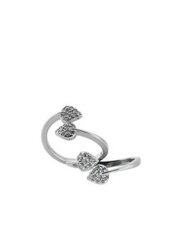 SAMIKA - 925 Sterling Silver Adjustable Leaf Crystal Toe Rings