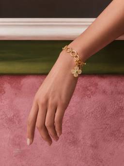 Curio Cottage - Sweet Bloom Green Link Bracelet