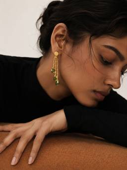 Curio Cottage - Sunlit Olive Tassel Drop Earrings