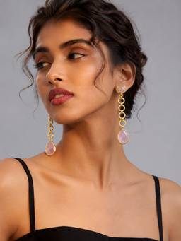 Curio Cottage - Peach and Purple Dream Linked Drop Earrings