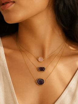 Curio Cottage - Blush and Wine Plum Layered Necklace
