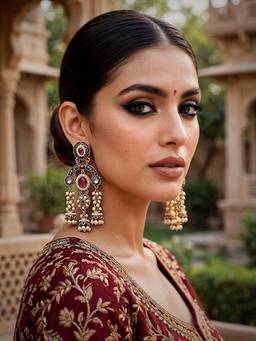 Zaveri Pearls - Wine Stones Beads Statement Dangler Earrings