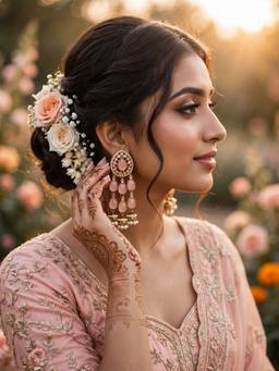 Zaveri Pearls - Peach Stones Beads Diamonds Dangler Earrings