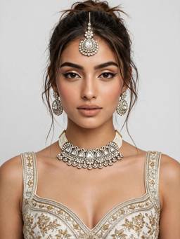 Zaveri Pearls - Antique Gold Tone Stones Jewellery Set