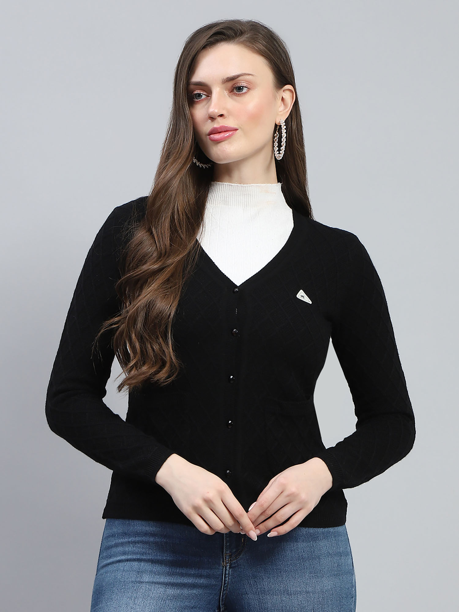 monte carlo Women's Black Full Sleeve Cardigan-picture-12