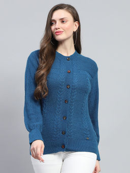 Monte Carlo - Women's Blue Full Sleeve Cardigan
