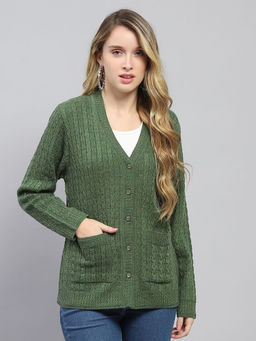 Monte Carlo - Women's Green Full Sleeve Cardigan