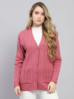 Monte Carlo - Women's Pink Full Sleeve Cardigan