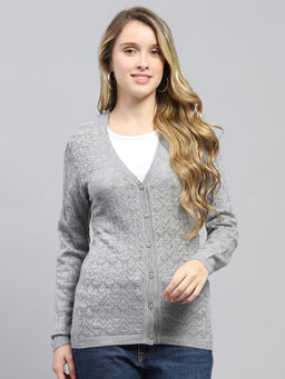 Monte Carlo - Women's Grey Full Sleeve Cardigan