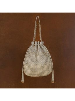Lovetobag - Zoya Potli Peerless Gold Lustrous Silver with Handle