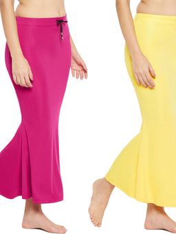 Secrets By ZeroKaata - Women Pack Of 2 Assorted Solid Mermaid Fit Saree Petticoat- Multicolor (Set of 2)