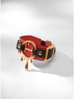 Outhouse - Drip Oh Monogrammed Leather Bracelet In Sundial Orange