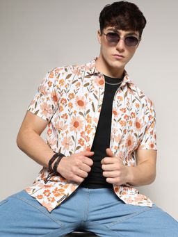Campus Sutra - Men White Flower Shirt