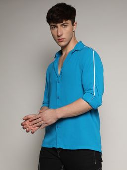 Campus Sutra - Men Royal Blue Contrast Piping Shirt