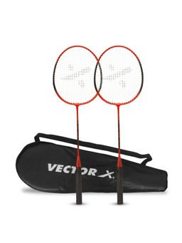 Vector X - Vxb 50 Badminton Racquet Set Aluminium Head and Steel Shaft With Full Cover - Red
