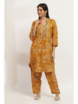 Rangriti - Women Mustard Viscose Straight Co-Ord (Set of 2)