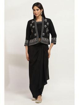 Rangriti - Women Black Viscose Blend Co-Ord (Set of 3)