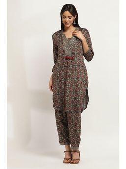 Rangriti - Women Navy Viscose Straight Co-Ord (Set of 2)