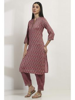 Rangriti - Women Maroon Viscose Straight Kurta Pant (Set of 2)