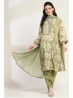 Rangriti - Women Green Viscose Blend Straight Kurta Pant and Dupatta (Set of 3)