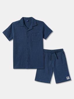 R&B - Solid Cotton Short Sleeves Shirt with Shorts Boys