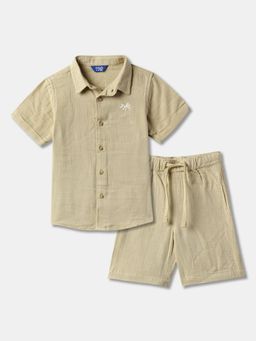 R&B - Embroidered Cotton Shirt with Shorts Boys