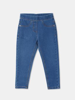 R&B - Cotton Blend Skinny Fit Mid-Rise Solid Girls Jeggings