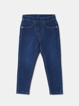 R&B - Cotton Blend Skinny Fit Mid-Rise Solid Girls Jeggings