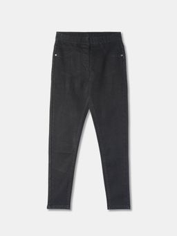 R&B - Cotton Blend Skinny Fit Mid-Rise Solid Girls Jeggings