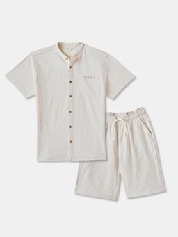 R&B - Embroidered Cotton Shirt with Shorts Boys