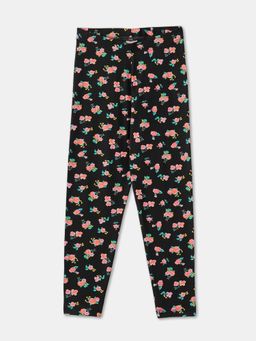 R&B - Cotton Floral Printed Full Length Mid Rise Girls Legging