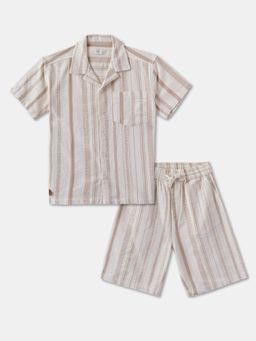 R&B - Striped Cotton Short Sleeve Shirt with Shorts Boys