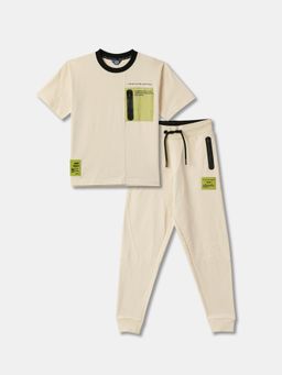 R&B - Solid Cotton Crew Neck T-Shirt with Jogger Boys