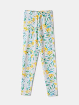 R&B - Cotton Floral Full Length Mid Rise Girls Legging