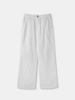 R&B - Cotton Wide Fit Mid-Rise Solid Girls Jeans