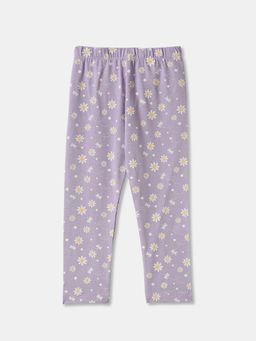 R&B - Cotton Blend Floral Full Length Mid Rise Girls Legging