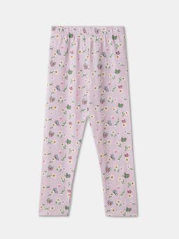 R&B - Cotton Blend Floral Print Full Length Mid Rise Girls Legging