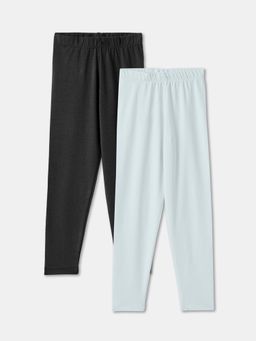 R&B - Cotton Blend Solid Regular Fit Ankle Length Girls Legging (Pack of 2)