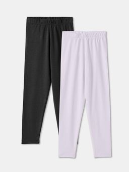 R&B - Cotton Blend Regular Fit Ankle Length Elasticated Waist Girls Legging (Pack of 2)