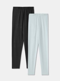 R&B - Cotton Blend Fitted Full Length Mid Rise Girls Legging (Pack of 2)