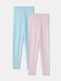 R&B - Cotton Blend Solid Full Length Mid Rise Girls Legging (Pack of 2)