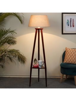 Tu Casa - Floor Lamp Mango Wood Base & Beige Jute Shade