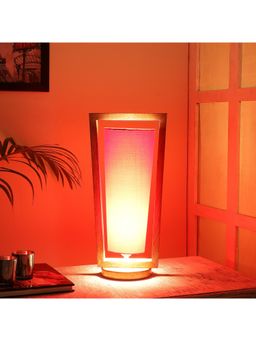 Tu Casa - Table Lamp Mango Wood Base & Red Cotton Shade