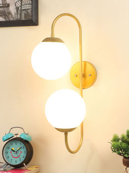 Tu Casa - Wall Lamp/Lights Metal Base & Milky Glass Shade